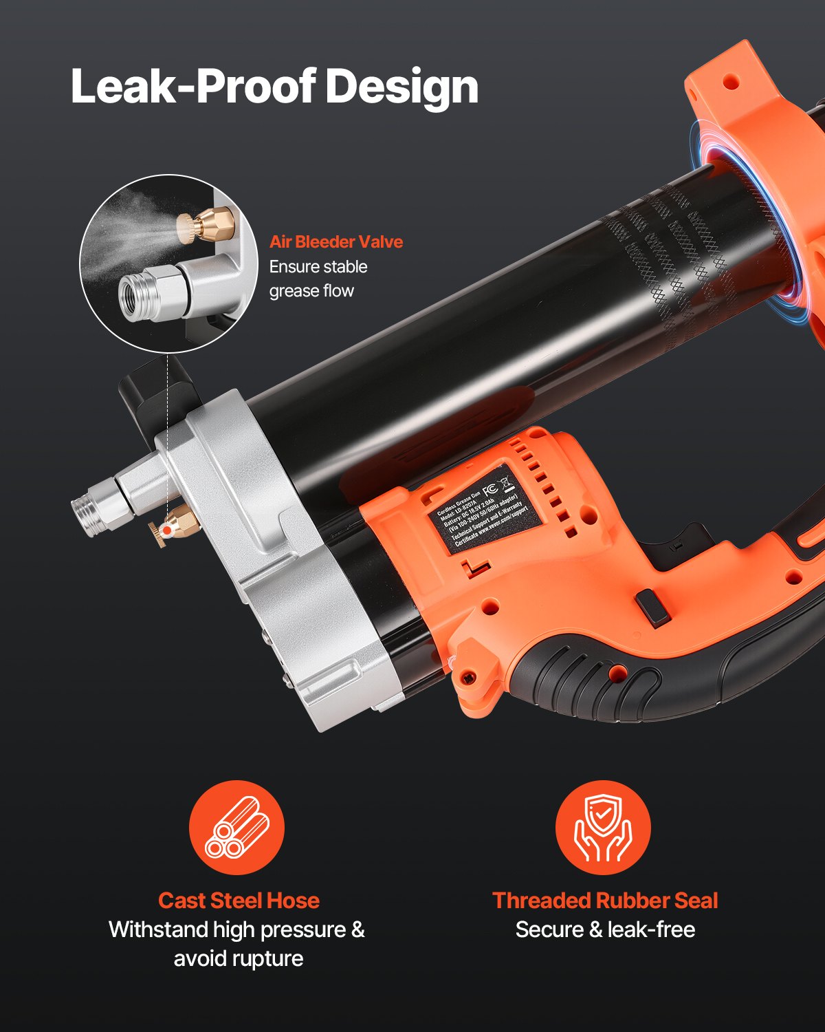 VEVOR Cordless Grease Gun, 8000 PSI Max Pressure, Electric Grease Gun with LED Light & 35.4-inch Long Hose, Compatible with 18V Makita Batteries, Suitable for Greasing Vehicles or Machines(Tool Only)