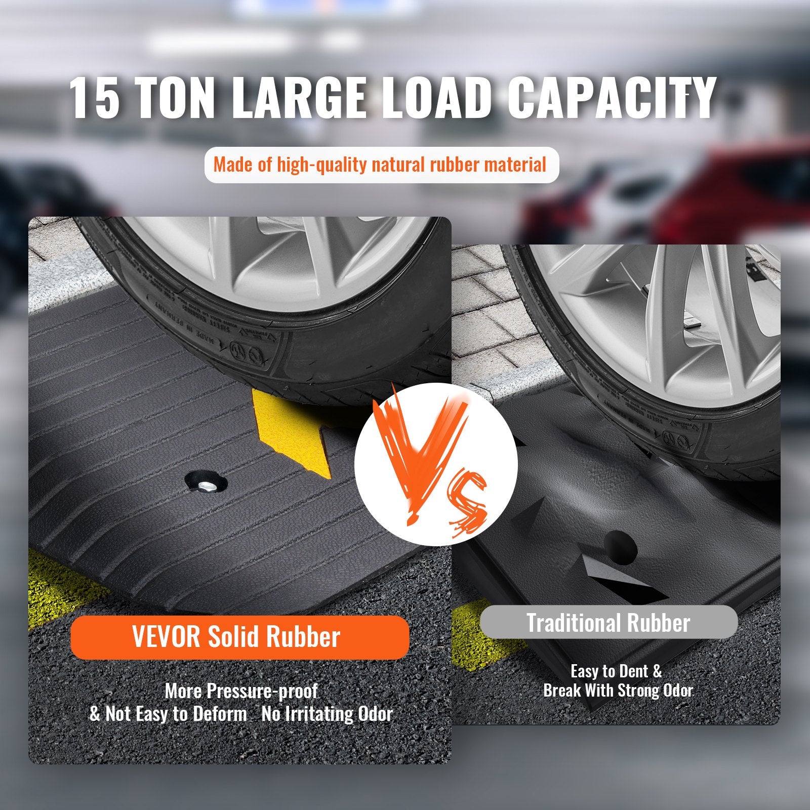 VEVOR Rubber Threshold Ramp, 5.08 cm Rise Threshold Ramp Doorway, Recycled Rubber Power Threshold Ramp Rated 15000 kg Load Capacity, Non-Slip Surface Rubber Solid Threshold Ramp for Wheelchair and Scooter