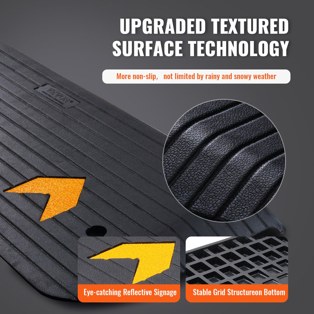 VEVOR Upgraded Rubber Threshold Ramp, 3.8 cm Rise Wheelchair Ramp Doorway, Natural Curb Ramp Rated 15000 kg Load Capacity, Non-Slip Textured Surface Rubber Curb Ramp for Wheelchair and Scooter