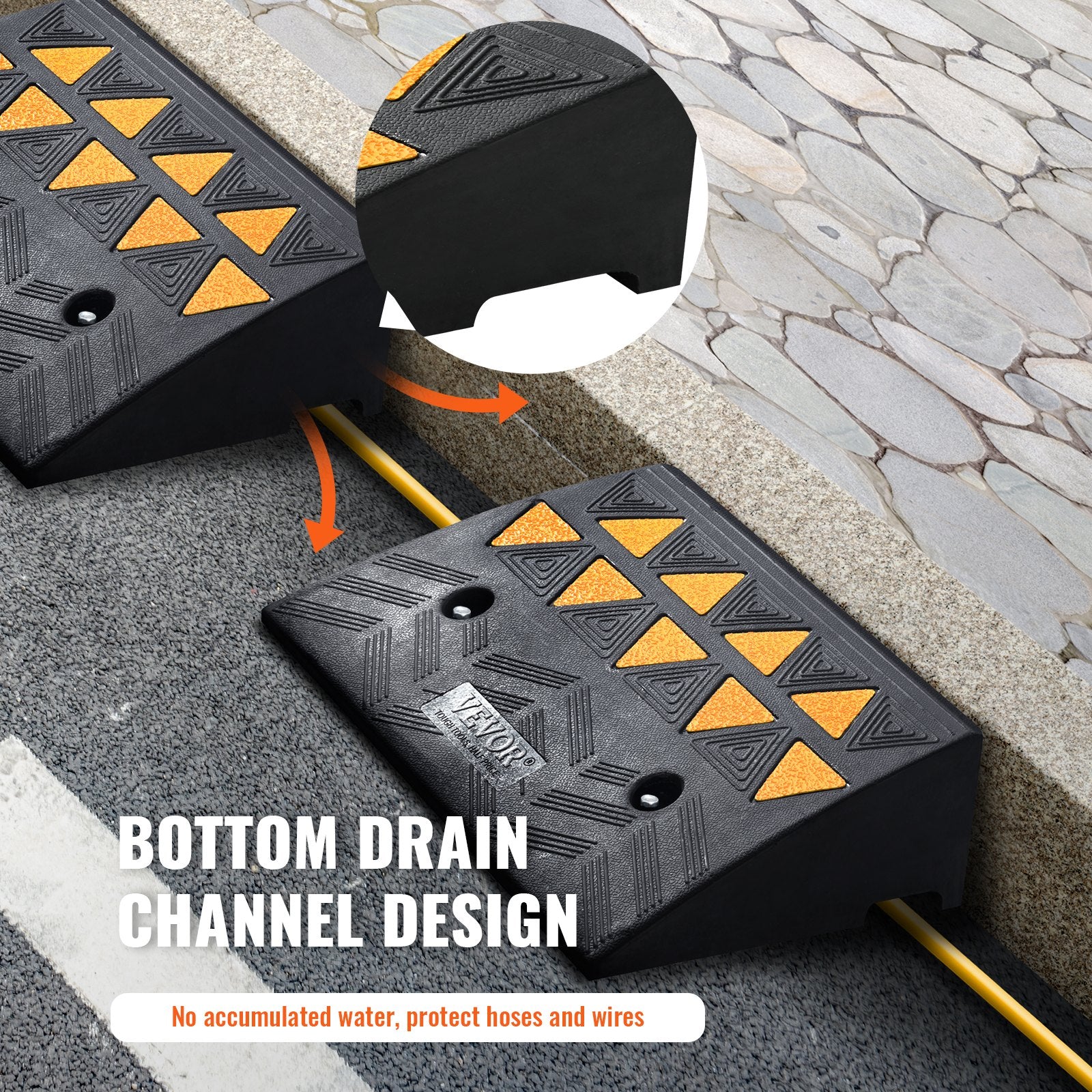 VEVOR Rubber Curb Ramp 2 Pack, 5" Rise Height Heavy-Duty 33069 lbs/15 T Capacity Threshold Ramps, Driveway Ramps with Stable Grid Structure for Cars, Wheelchairs, Bikes, Motorcycles