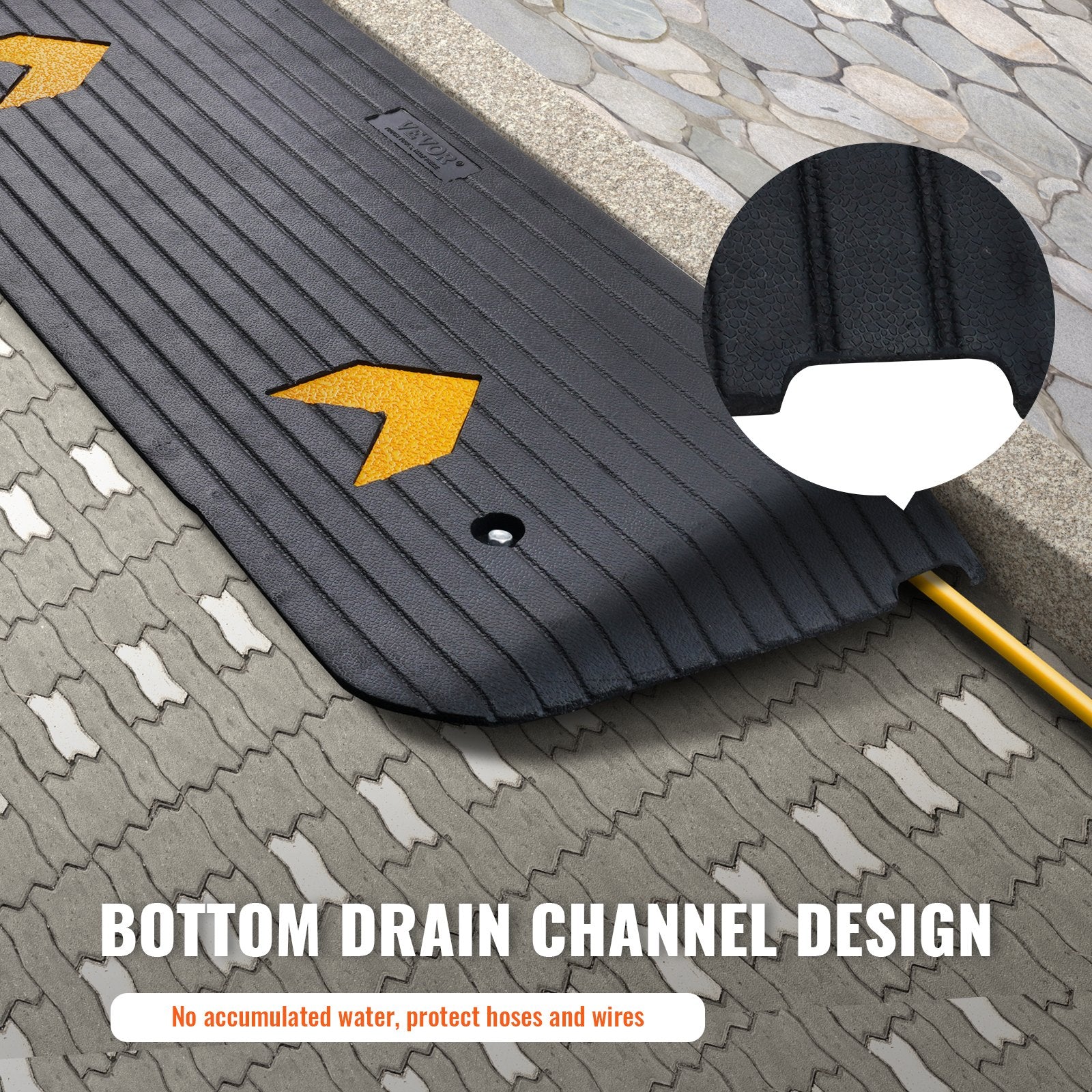 VEVOR Rubber Threshold Ramp, 5.08 cm Rise Threshold Ramp Doorway, Recycled Rubber Power Threshold Ramp Rated 15000 kg Load Capacity, Non-Slip Surface Rubber Solid Threshold Ramp for Wheelchair and Scooter