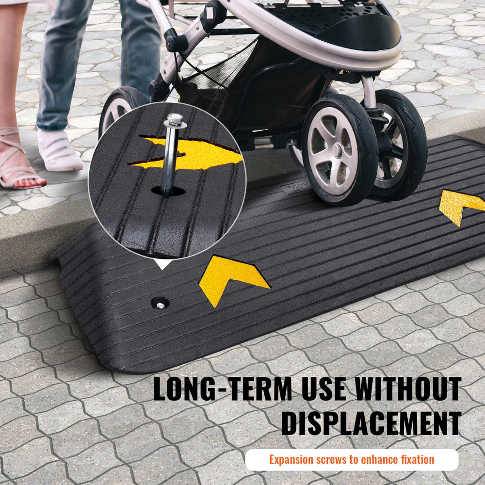 VEVOR Upgraded Rubber Threshold Ramp, 3.8 cm Rise Wheelchair Ramp Doorway, Natural Curb Ramp Rated 15000 kg Load Capacity, Non-Slip Textured Surface Rubber Curb Ramp for Wheelchair and Scooter