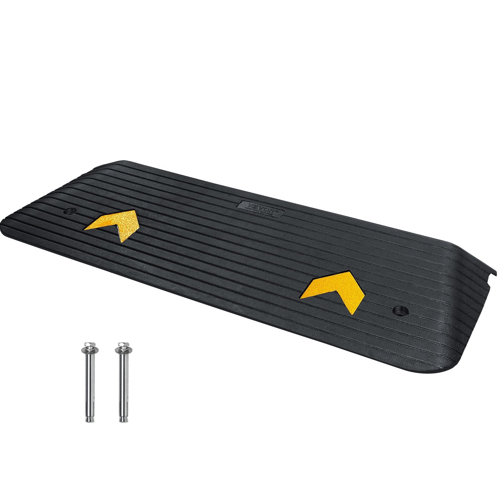 VEVOR Rubber Threshold Ramp, 5.08 cm Rise Threshold Ramp Doorway, Recycled Rubber Power Threshold Ramp Rated 15000 kg Load Capacity, Non-Slip Surface Rubber Solid Threshold Ramp for Wheelchair and Scooter