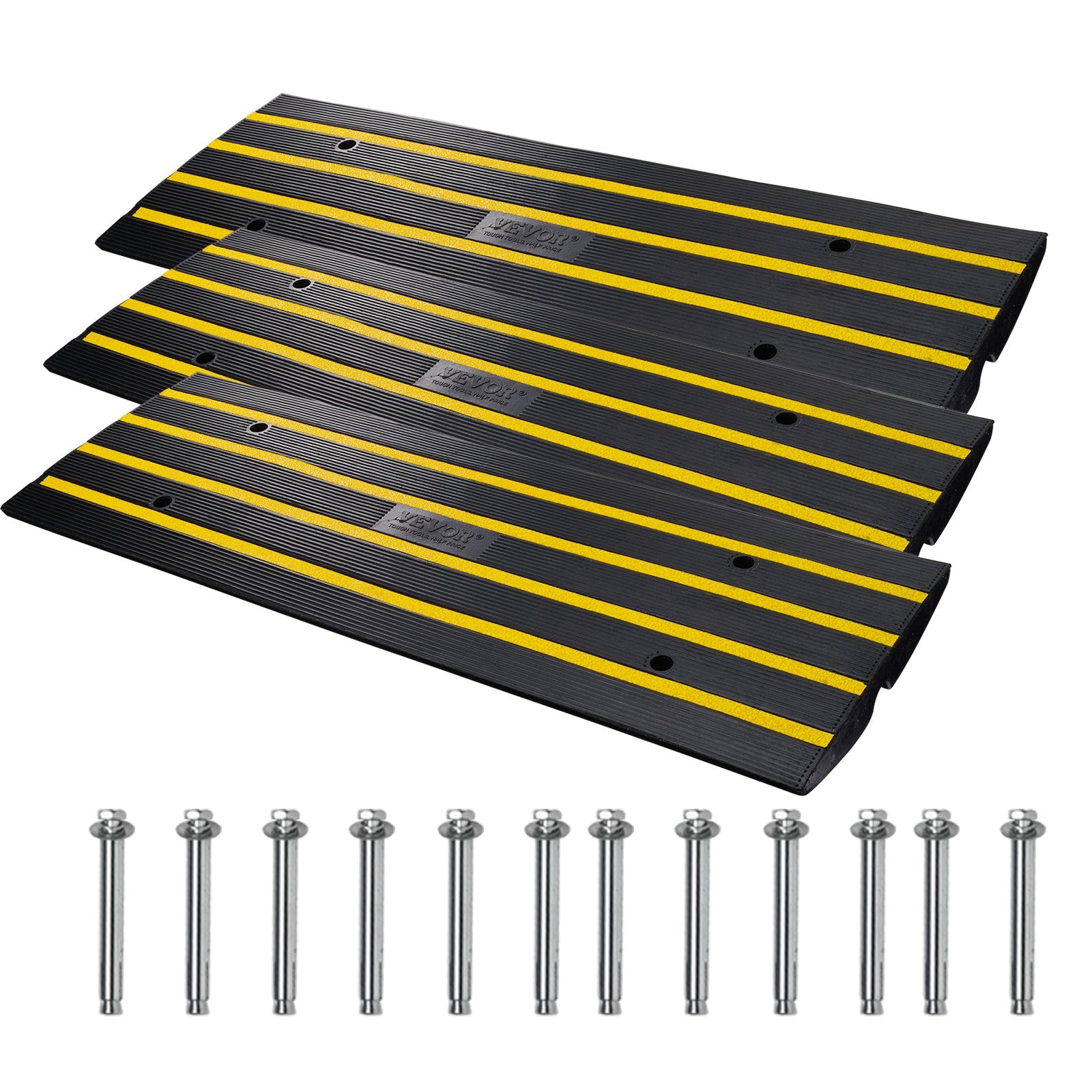 VEVOR Curb Ramp Rubber Driveway Ramp 3 Pack 2.6