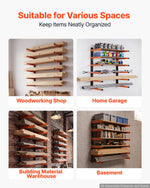 VEVOR Lumber Rack, 6-Tier 2-Pack 50 kg per Tier, Foldable Wood Storage, Wall-mounted for Garages, Workshops, Warehouse, Basement, Heavy-Duty Cantilever Arms, Locking Pins, Steel, Orange & Black