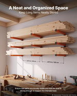 VEVOR Lumber Rack, 3-Tier 3-Pack 50 kg per Tier, Foldable Wood Storage, Wall-mounted for Garages, Workshops, Warehouse, Basement, Heavy-Duty Cantilever Arms, Locking Pins, Steel, Orange & Black