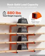 VEVOR Lumber Rack, 4-Tier 2-Pack 100 kg per Tier, Welded Wood Pipe Storage, Wall-mounted Organizer for Garages, Workshops, Warehouse, Basement, Heavy-Duty Steel Cantilever Arms, Locking Pins, Orange