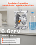 VEVOR Air Operated Double Diaphragm Pump, 25 L/min Max, Standard Inlet & Outlet Air Pneumatic Waste Oil Transfer Pump, Aluminum Alloy Body, Dual Diaphragms, for Diesel, Grease, Kerosene, Gasoline