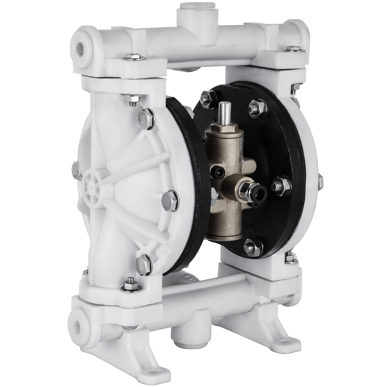 VEVOR Air-Operated Double Diaphragm Pump, Inlet & Outlet, Polypropylene Body, 9.46 L/min, PTFE Diaphragm Pneumatic Transfer Pump for Petroleum, Diesel, Oil & Low Viscosity Fluids