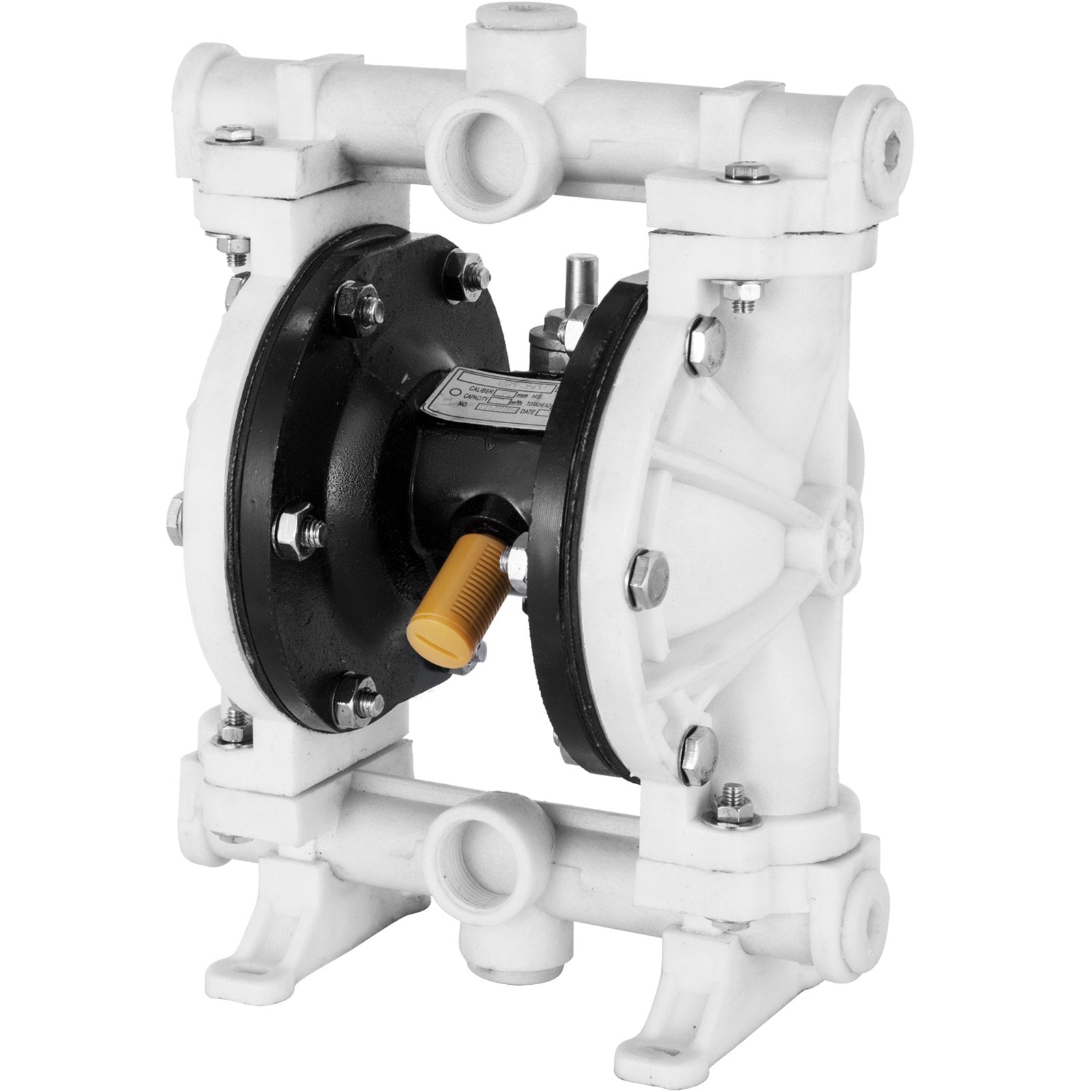 VEVOR Air-Operated Double Diaphragm Pump, Inlet & Outlet, Polypropylene Body, 9.46 L/min, PTFE Diaphragm Pneumatic Transfer Pump for Petroleum, Diesel, Oil & Low Viscosity Fluids