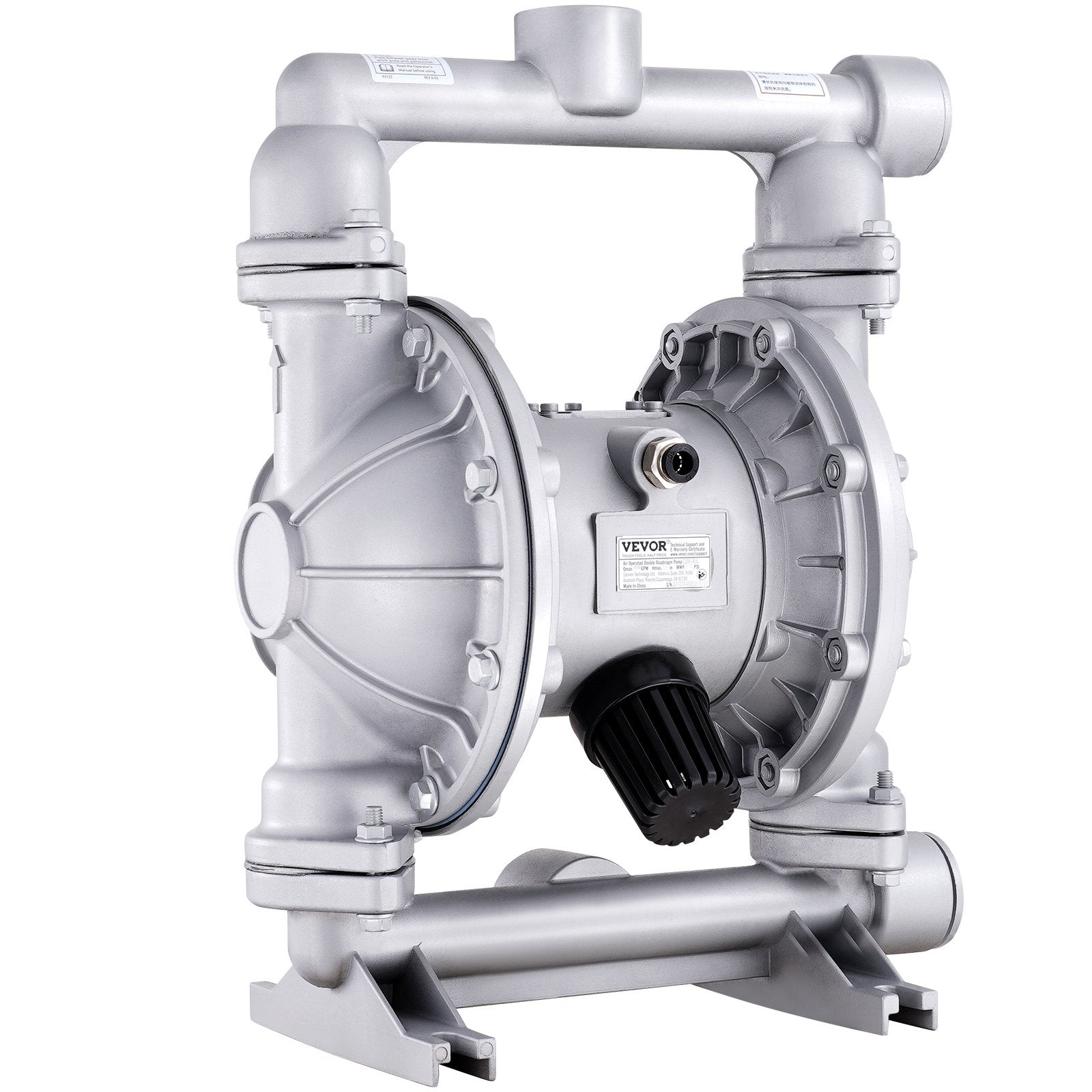 VEVOR Air Operated Double Diaphragm Pump, 44GPM, Max 115PSI Air Waste Oil Pneumatic Transfer Pump with 2 Extra Diaphragms, 3.8cm Inlet & Outlet Aluminum Alloy Diaphragm Pump for Diesel Grease Oil