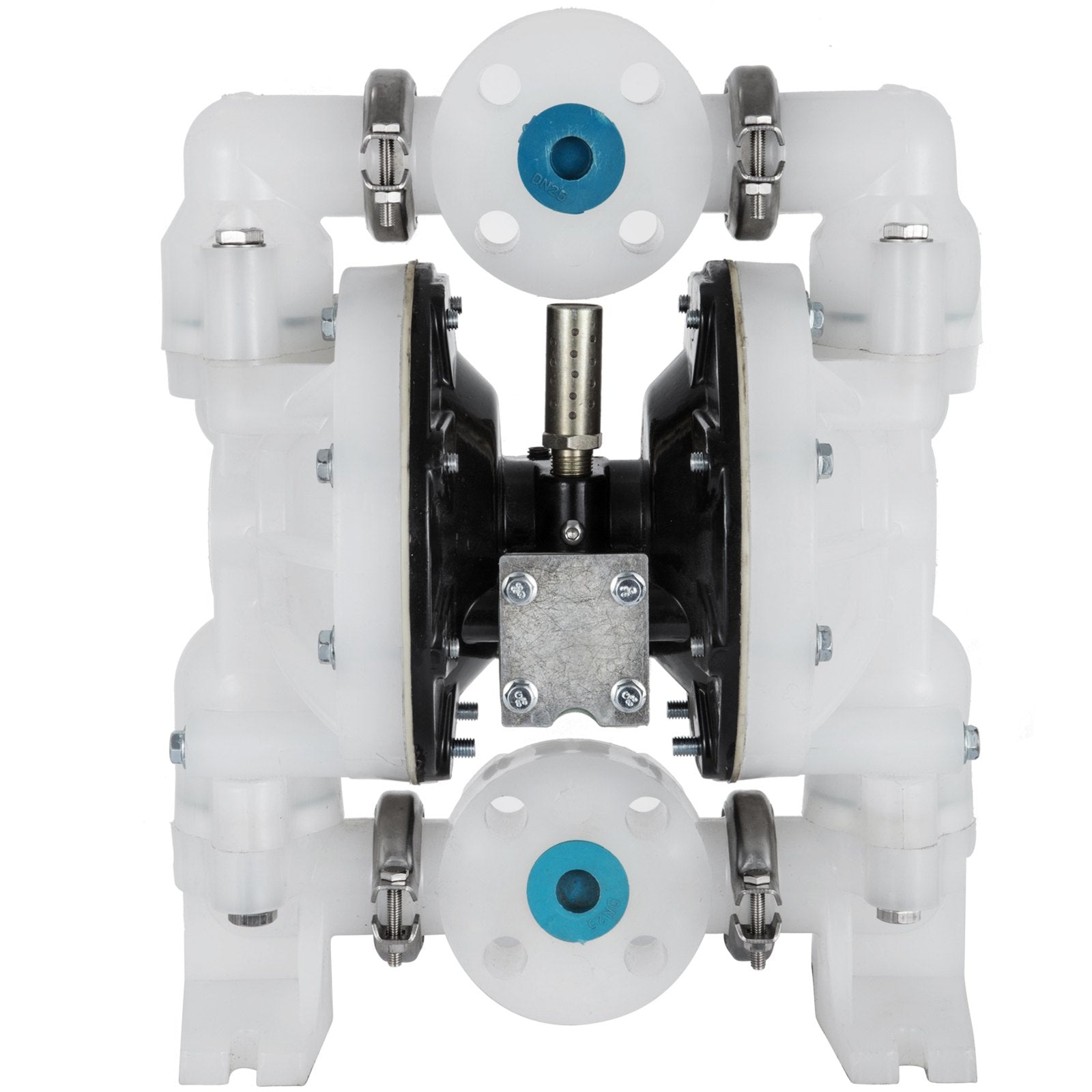 VEVOR Air-Operated Double Diaphragm Pump 25.4mm(1 inch) Inlet/Outlet 113 L/min(30GPM) Polypropylene Max 7 bar(100PSI) for Chemical and Industrial Use