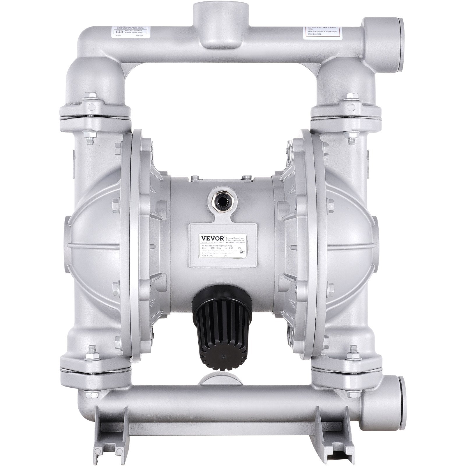 VEVOR Air Operated Double Diaphragm Pump, 44GPM, Max 115PSI Air Waste Oil Pneumatic Transfer Pump with 2 Extra Diaphragms, 3.8cm Inlet & Outlet Aluminum Alloy Diaphragm Pump for Diesel Grease Oil