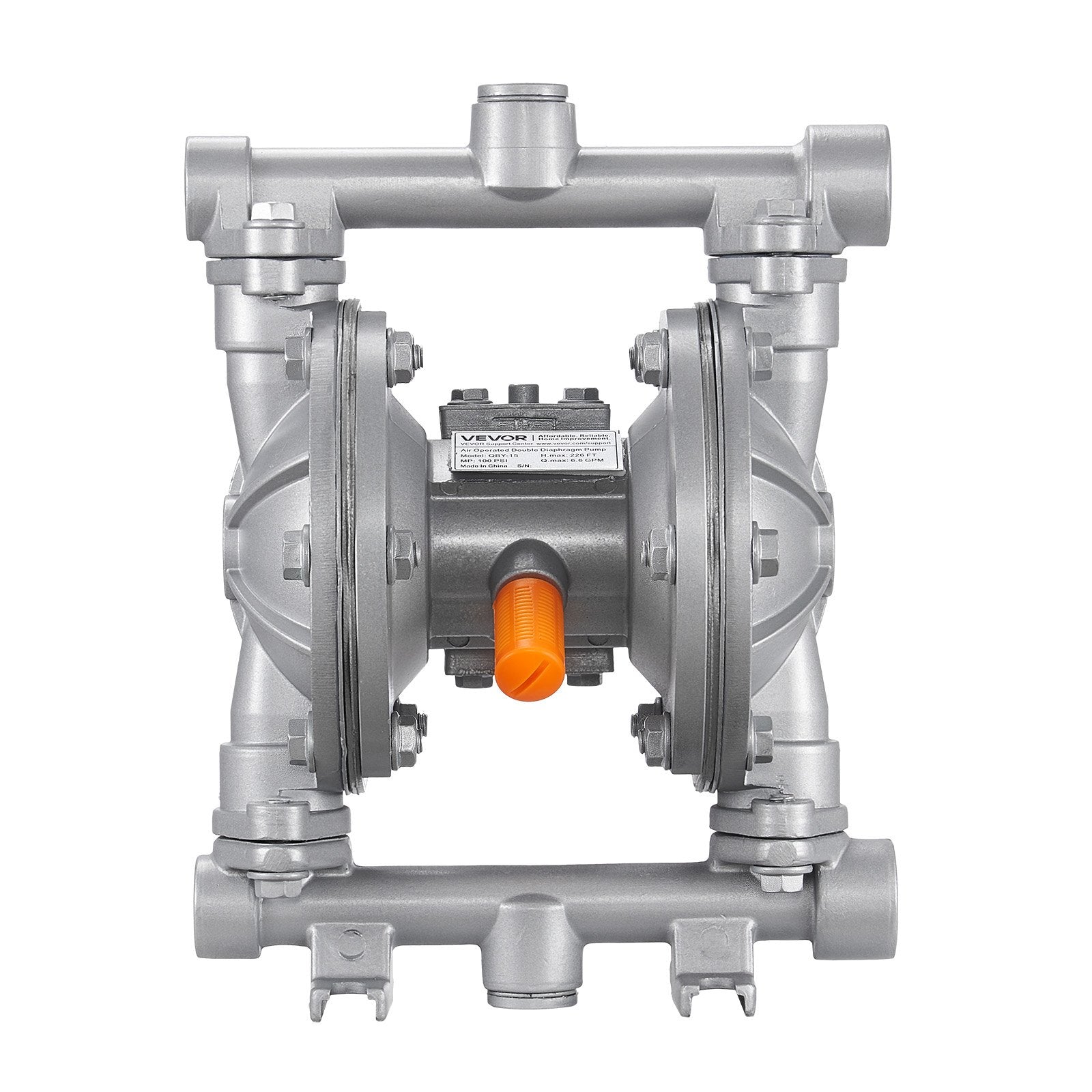 VEVOR Air Operated Double Diaphragm Pump, 25 L/min Max, Standard Inlet & Outlet Air Pneumatic Waste Oil Transfer Pump, Aluminum Alloy Body, Dual Diaphragms, for Diesel, Grease, Kerosene, Gasoline