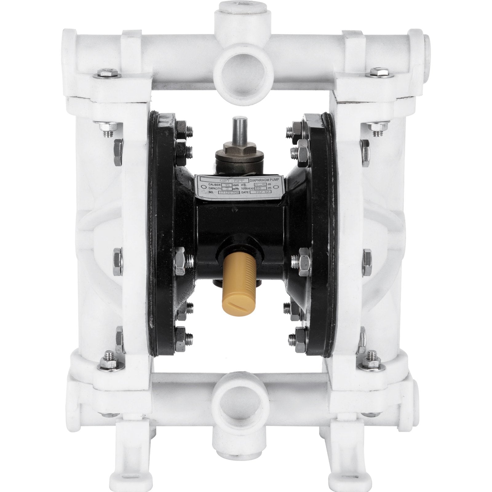VEVOR Air-Operated Double Diaphragm Pump, Inlet & Outlet, Polypropylene Body, 9.46 L/min, PTFE Diaphragm Pneumatic Transfer Pump for Petroleum, Diesel, Oil & Low Viscosity Fluids