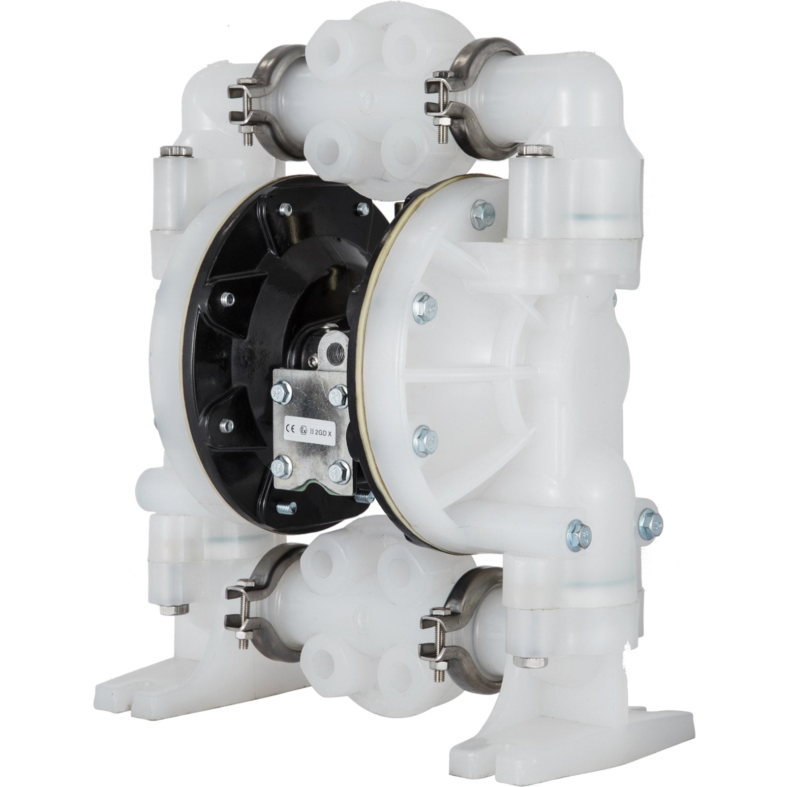 VEVOR Air-Operated Double Diaphragm Pump 25.4mm(1 inch) Inlet/Outlet 113 L/min(30GPM) Polypropylene Max 7 bar(100PSI) for Chemical and Industrial Use