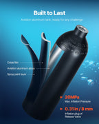 VEVOR Scuba Tank, 1L Portable Diving Tank, Diving Oxygen Cylinder Support 15-20 Minutes Underwater Breathing, 98.43 ft Diving Depth, Refillable Snorkel Air Tank with Pump for Underwater Exploration