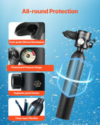 VEVOR Scuba Tank, 0.5L Portable Diving Tank, Diving Oxygen Cylinder Support 5-10 Minutes Underwater Breathing, 98.43 ft Diving Depth, Refillable Snorkel Air Tank with Pump for Underwater Exploration