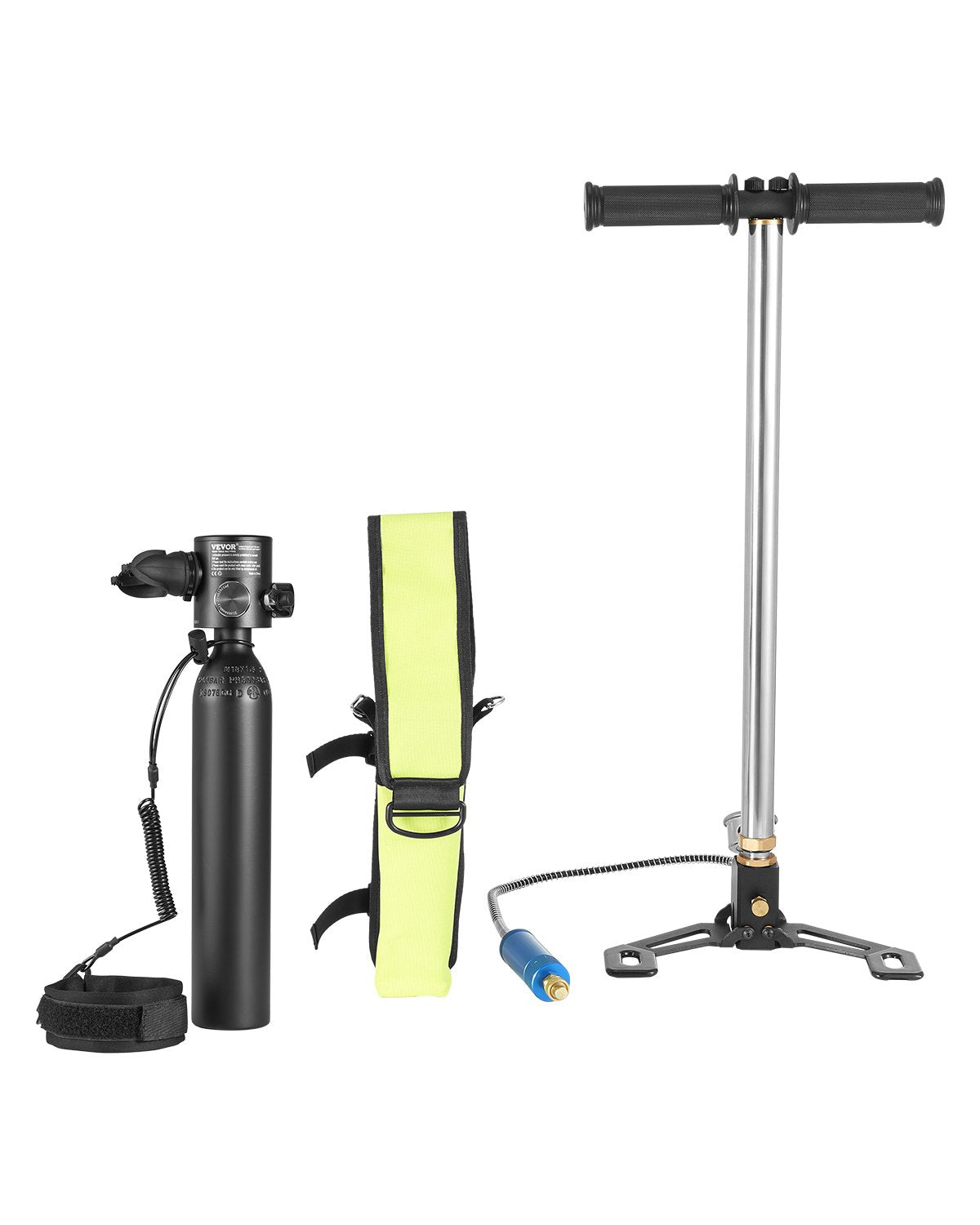 VEVOR Scuba Tank, 0.5L Portable Diving Tank, Diving Oxygen Cylinder Support 5-10 Minutes Underwater Breathing, 98.43 ft Diving Depth, Refillable Snorkel Air Tank with Pump for Underwater Exploration