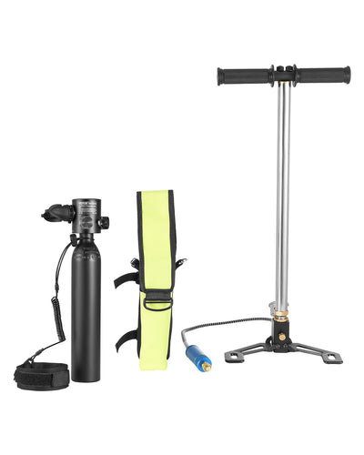 VEVOR Scuba Tank, 0.5L Portable Diving Tank, Diving Oxygen Cylinder Support 5-10 Minutes Underwater Breathing, 98.43 ft Diving Depth, Refillable Snorkel Air Tank with Pump for Underwater Exploration