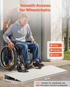 VEVOR Door Threshold Ramp, 59 mm Rise, Aluminum Alloy Threshold Ramp Rated 363 kg Load Capacity, Handicap Ramps for Home Steps for Wheelchair, Scooters, Power Chairs, Walkers, Bicycle, Tricycle