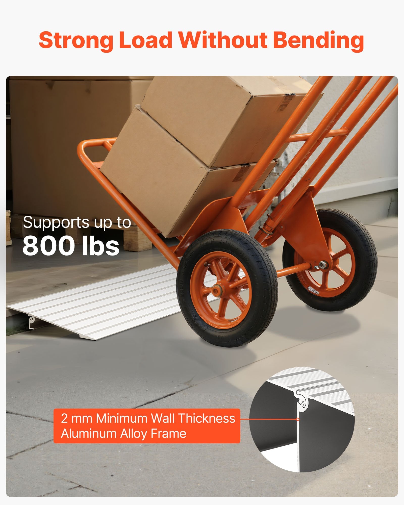 VEVOR Door Threshold Ramp, 26 mm Rise, Aluminum Alloy Threshold Ramp Rated 363 kg Load Capacity, Handicap Ramps for Home Steps for Wheelchair, Scooters, Power Chairs, Walkers, Bicycle, Tricycle