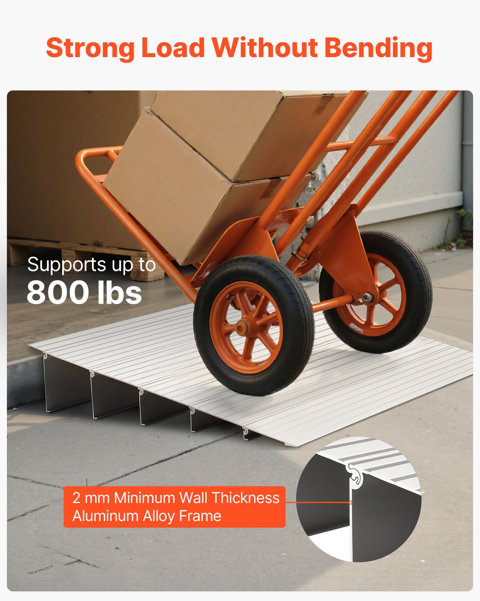 VEVOR Door Threshold Ramp, 138 mm Rise, Aluminum Alloy Threshold Ramp Rated 363 kg Load Capacity, Handicap Ramps for Home Steps for Wheelchair, Scooters, Power Chairs, Walkers, Bicycle, Tricycle