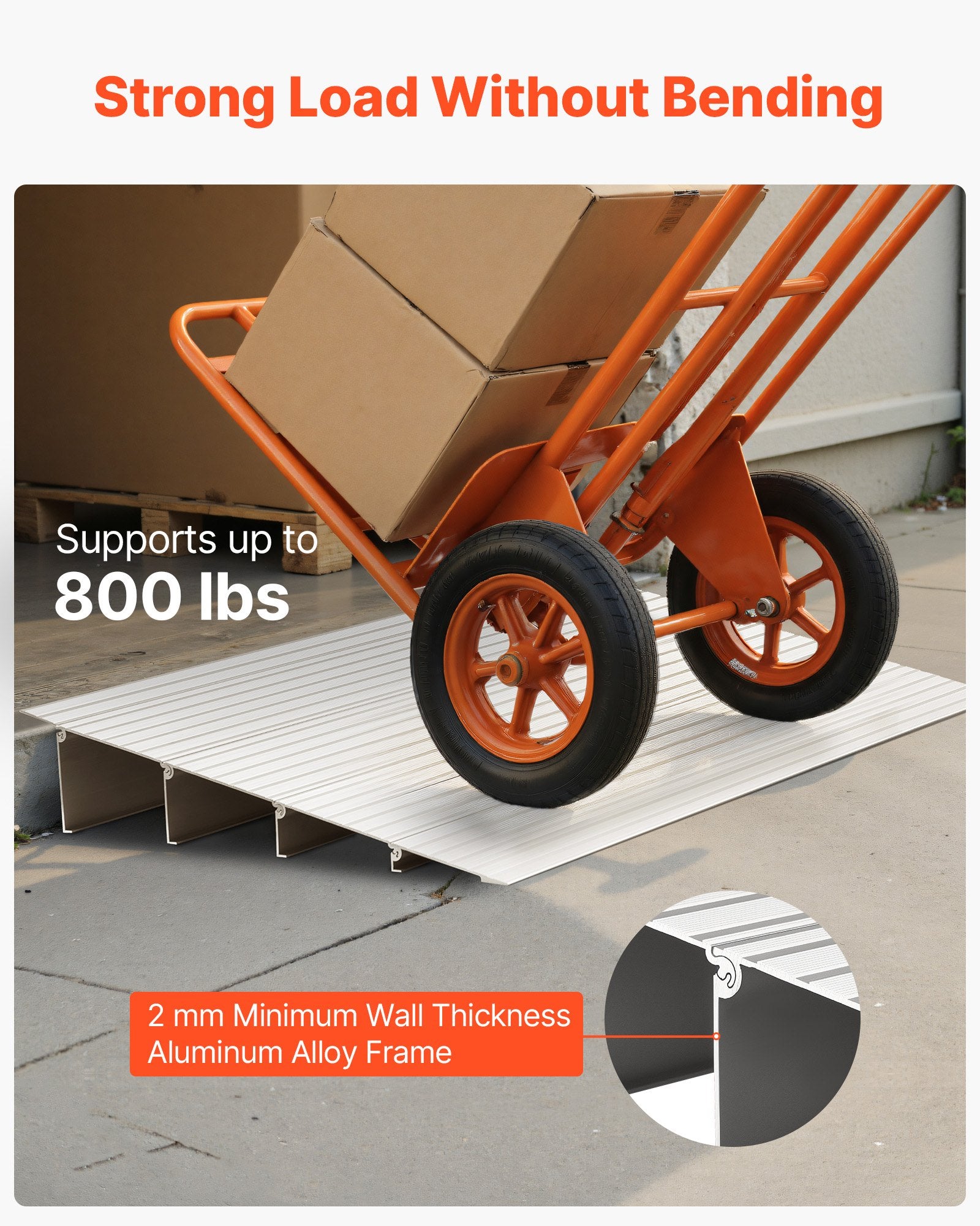 VEVOR Door Threshold Ramp, 115 mm Rise, Aluminum Alloy Threshold Ramp Rated 363 kg Load Capacity, Handicap Ramps for Home Steps for Wheelchair, Scooters, Power Chairs, Walkers, Bicycle, Tricycle