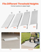 VEVOR Door Threshold Ramp, 115 mm Rise, Aluminum Alloy Threshold Ramp Rated 363 kg Load Capacity, Handicap Ramps for Home Steps for Wheelchair, Scooters, Power Chairs, Walkers, Bicycle, Tricycle