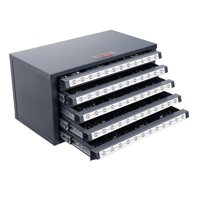 VEVOR Drill Bit Dispenser Cabinet, Five-Drawer Drill Bit Organizer Cabinet for 13.1 mm to 25.4 mm Steel Drill Dispenser Organizer Cabinet with Labels, Stackable Drill Dispenser for Drill Bit Storage
