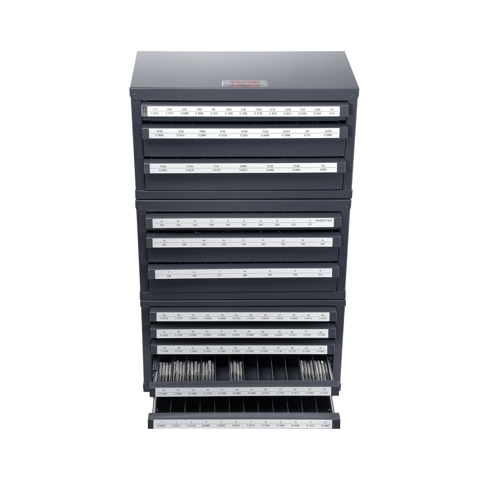 VEVOR Drill Bit Dispenser Cabinet, 3 Pieces Three-Drawer for Letter Sizes A to Z, Five-Drawer Drill Bit Organizer for Wire Gauge Sizes #1 to #60, Stackable for Drill Bit Storage