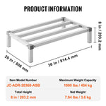 VEVOR Aluminum Dunnage Rack, 36” x 20” Commercial Food Floor Rack, 8” Off the Floor, 1000 lbs Capacity All-Welded Aluminum Storage Rack, for Storage in Restaurants, Kitchens, Garages and Vehicles
