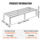 VEVOR Aluminum Dunnage Rack, 60” x 20” Commercial Food Floor Rack, 12” Off the Floor, 1800 lbs Capacity All-Welded Aluminum Storage Rack, for Storage in Restaurants, Kitchens, Garages and Vehicles