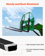 VEVOR Skid Steer Pallet Frame, 1814 kg Rated Load Capacity, 115 cm Pallet Fork Frame Attachments with 50.8 mm Hitch Receiver & Spear Sleeves, Fit for John Deere Loaders Quick Attach Mount, Frame Only