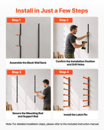 VEVOR Lumber Rack, 6-Tier 2-Pack 50 kg per Tier, Foldable Wood Storage, Wall-mounted for Garages, Workshops, Warehouse, Basement, Heavy-Duty Cantilever Arms, Locking Pins, Steel, Orange & Black