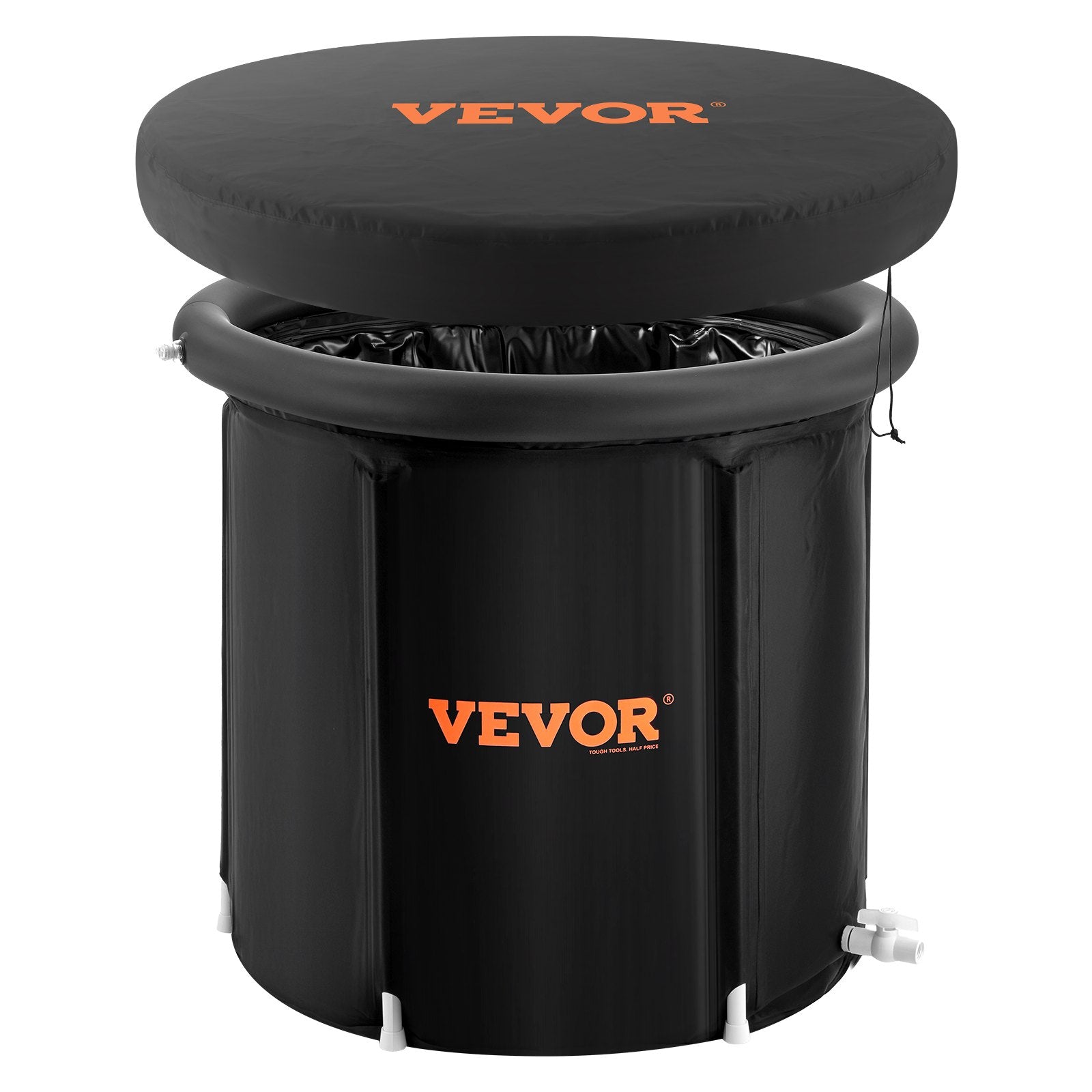 VEVOR Ice Bath Tub, 85 cm Long Cold Water Therapy Plunge Tub for Athletes, Portable Outdoor Ice Barrel Plunge Pool for Recovery, 398L Inflatable Folding Bathtub with Cover, Home Ice Pod for Adult