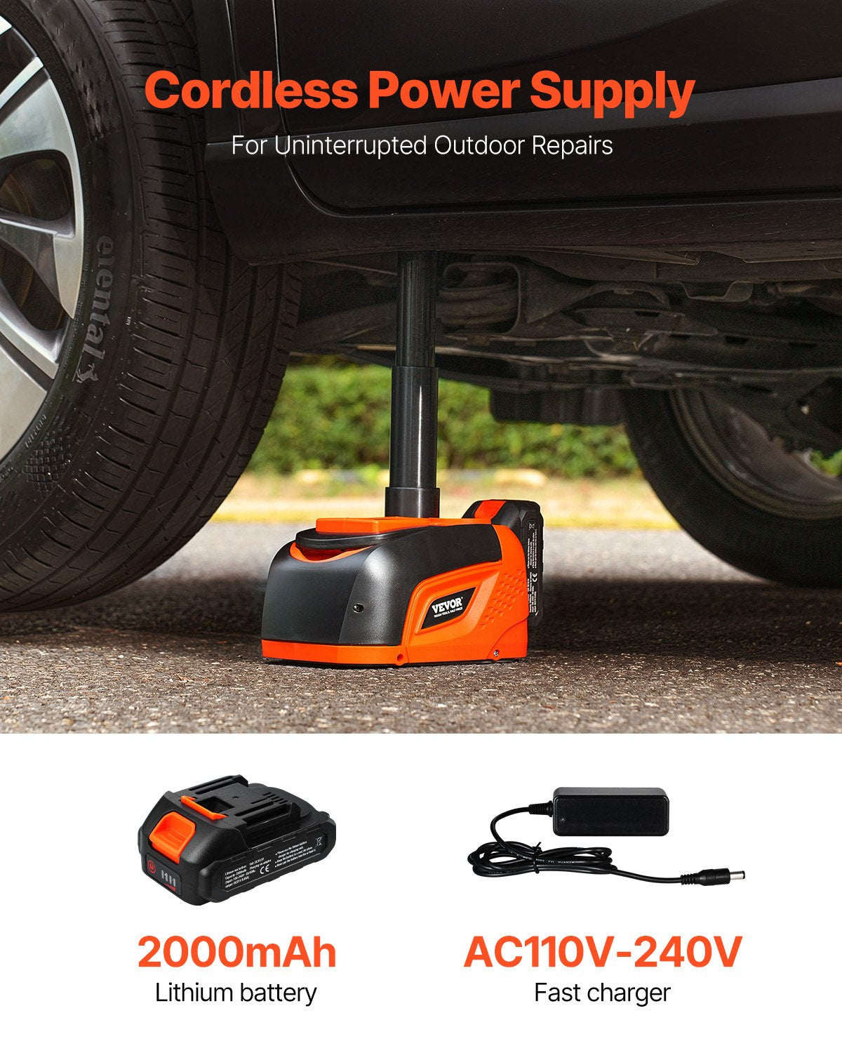 VEVOR Electric Car Jack, 5 Tons /11000 lbs, Adjustable Electric Scissor Jack with High Load Capacity, Tire Change Replacement with LED Light & Remote Control, Portable Jack kit for Sedan, SUV, Truck