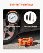 VEVOR Electric Car Jack, 5 Tons /11000 lbs, Electric Scissor Jack with Built-In Inflator, 12V Adjustable Tire Change Replacement with Secure Hammer & LED Light, Portable Jack kit for Sedan, SUV, Truck