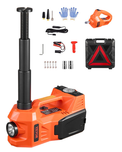 VEVOR Electric Car Jack, 5 Tons /11000 lbs, Electric Scissor Jack with Built-In Inflator, 12V Tire Change Replacement with Electric Impact Wrench & LED Light, Portable Jack kit for Sedan, SUV, Truck