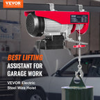 VEVOR Electric Hoist, 598.7 kg Lifting Capacity, 1150W 220V Electric Steel Wire Winch with Wireless Remote Control, 1219 cm Single Cable Lifting Height & Motor, for Garage Warehouse Factory