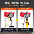 VEVOR Electric Hoist, 880 lbs 230V Electric Winch with 14 ft Wired Remote Control, 40 ft Single Cable Lifting Height, Single/Double Slings, Emergency Stop, Lift Hoist for Garage Warehouse Factory