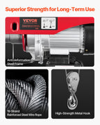 VEVOR Electric Hoist Crane Winch 598.7 kg 9997.4 cm Wireless & 426.7 cm Wired Remote