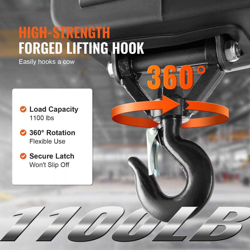 VEVOR 2-in-1 Portable Electric Hoist Power Winch 499 kg Wired Remote Control