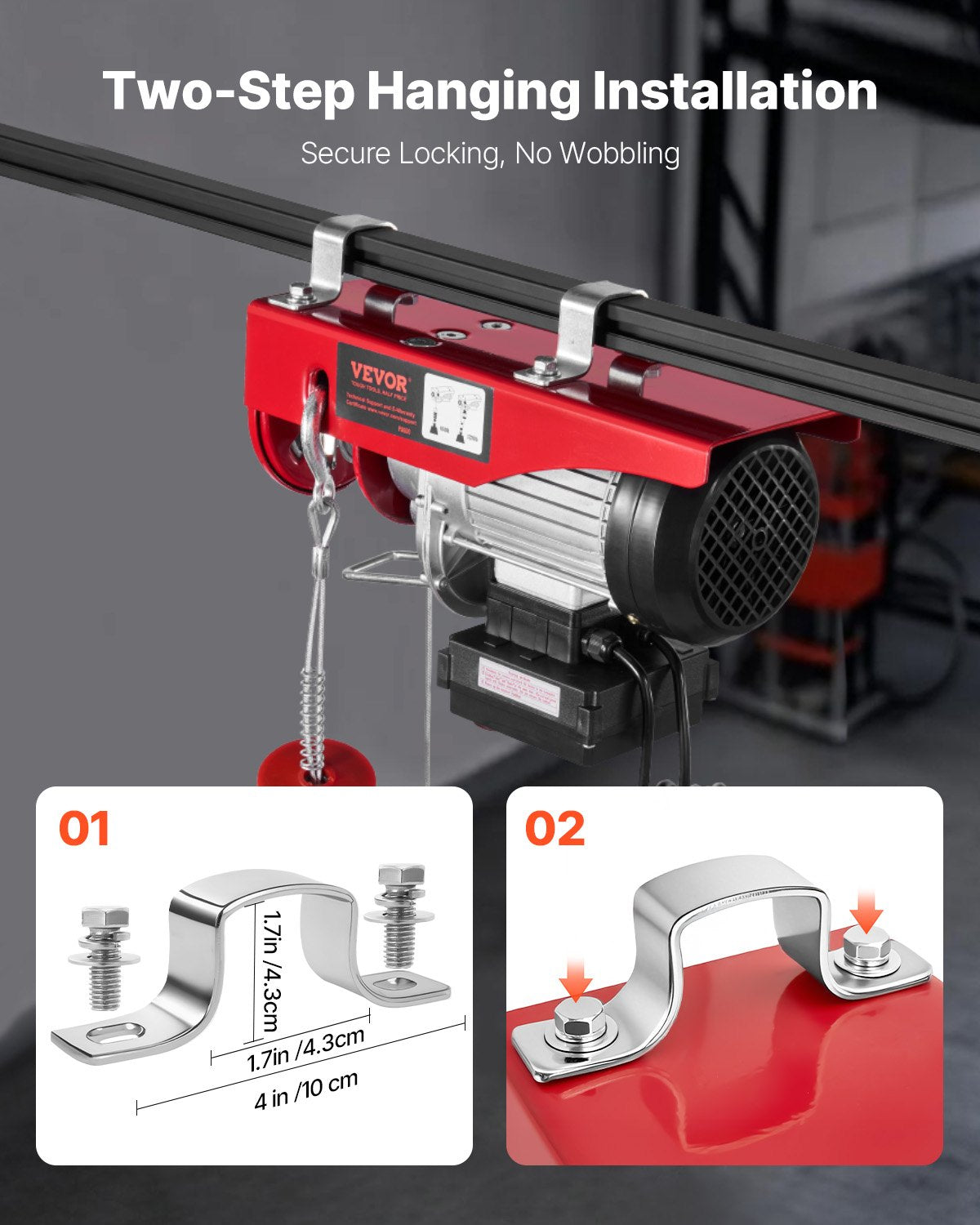 VEVOR Electric Hoist Crane Winch 598.7 kg 9997.4 cm Wireless & 426.7 cm Wired Remote