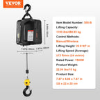 VEVOR 2-in-1 Portable Electric Hoist Power Winch 499 kg Wireless Remote Control