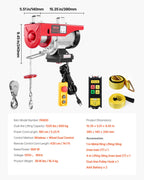 VEVOR Electric Hoist Crane Winch 598.7 kg 9997.4 cm Wireless & 426.7 cm Wired Remote