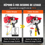 VEVOR Electric Hoist, 249.5 kg Lifting Capacity, 510W 220V Electric Steel Wire Winch with 427 cm Wired Remote Control, 1219 cm Single Cable Lifting Height & Pure Copper Motor, for Garage Warehouse Factory