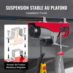 VEVOR Electric Hoist, 998 kg Lifting Capacity, 1600W 220V Electric Steel Wire Winch with 427 cm Wired Remote Control, 1219 cm Single Cable Lifting Height & Pure Copper Motor, for Garage Warehouse Factory