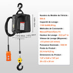 VEVOR 3-in-1 Portable Electric Hoist Winch 499 kg Wired/Wireless Remote Control