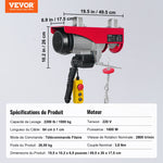 VEVOR Electric Hoist, 998 kg Lifting Capacity, 1600W 220V Electric Steel Wire Winch with 427 cm Wired Remote Control, 1219 cm Single Cable Lifting Height & Pure Copper Motor, for Garage Warehouse Factory